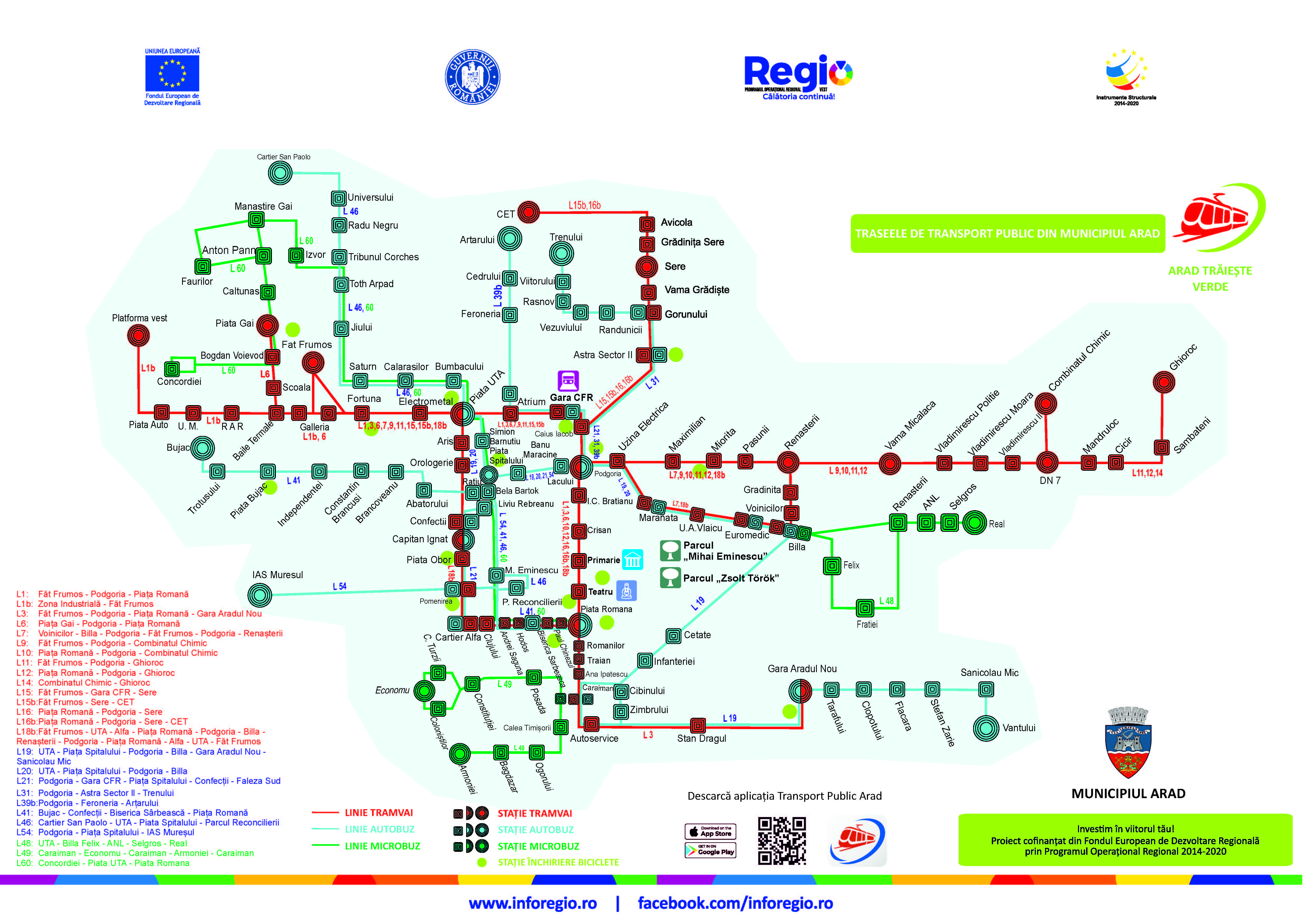 Harta trasee transport public